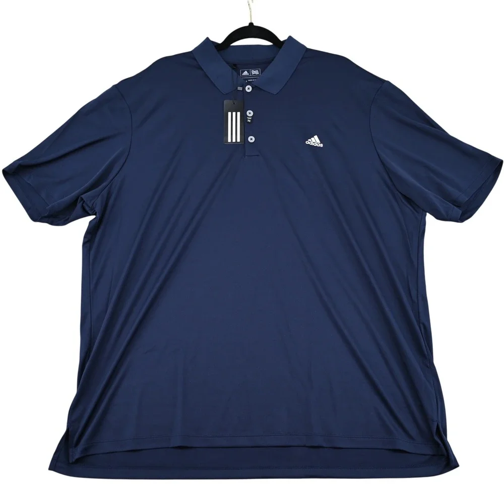 NWT Adidas AdiPerform Men's Golf Polo Shirt Navy Blue 2XL AE4777 UPF 30